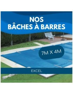 Bâche à Barres De Sécurité Excel 580 G/m² Pour Piscine 7m X 4m