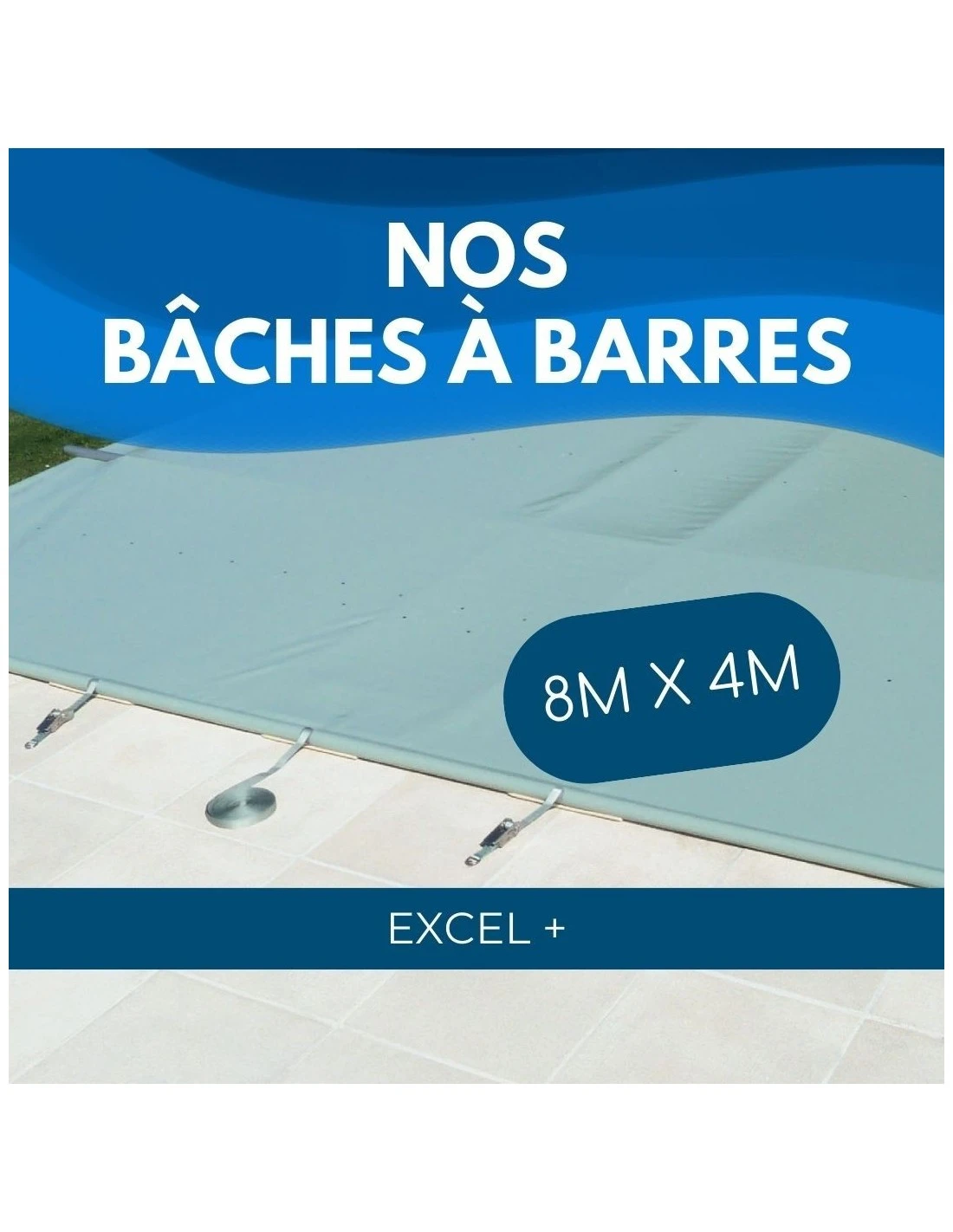 Bâche à Barres De Sécurité Excel+ 580 G/m² Pour Piscine 8m X 4m 1 Bâche à Barres De Sécurité Excel+ 580 G/m² Pour Piscine 8m X 4m