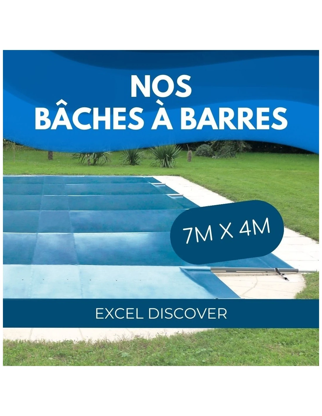 Bâche à Barres De Sécurité Excel Discover 580 G/m² Pour Piscine 7m X 4m 1 Bâche à Barres De Sécurité Excel Discover 580 G/m² Pour Piscine 7m X 4m