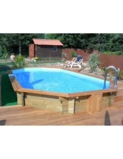 Piscine Bois Octogonale Allongée Malonga 350 X 560 X 117 Cm